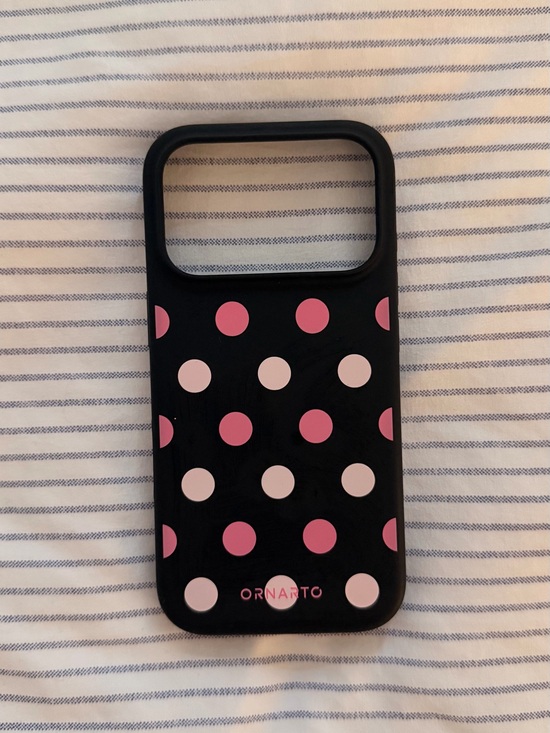Ornarto Other - Ornarto Black silicone Phone Case with Pink Polka Dots